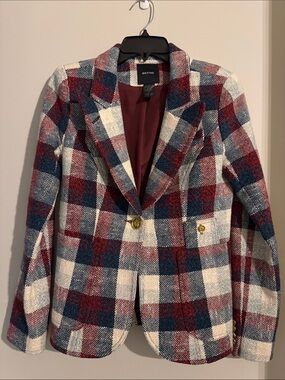 Smythe Red Blue White Plaid Blazer